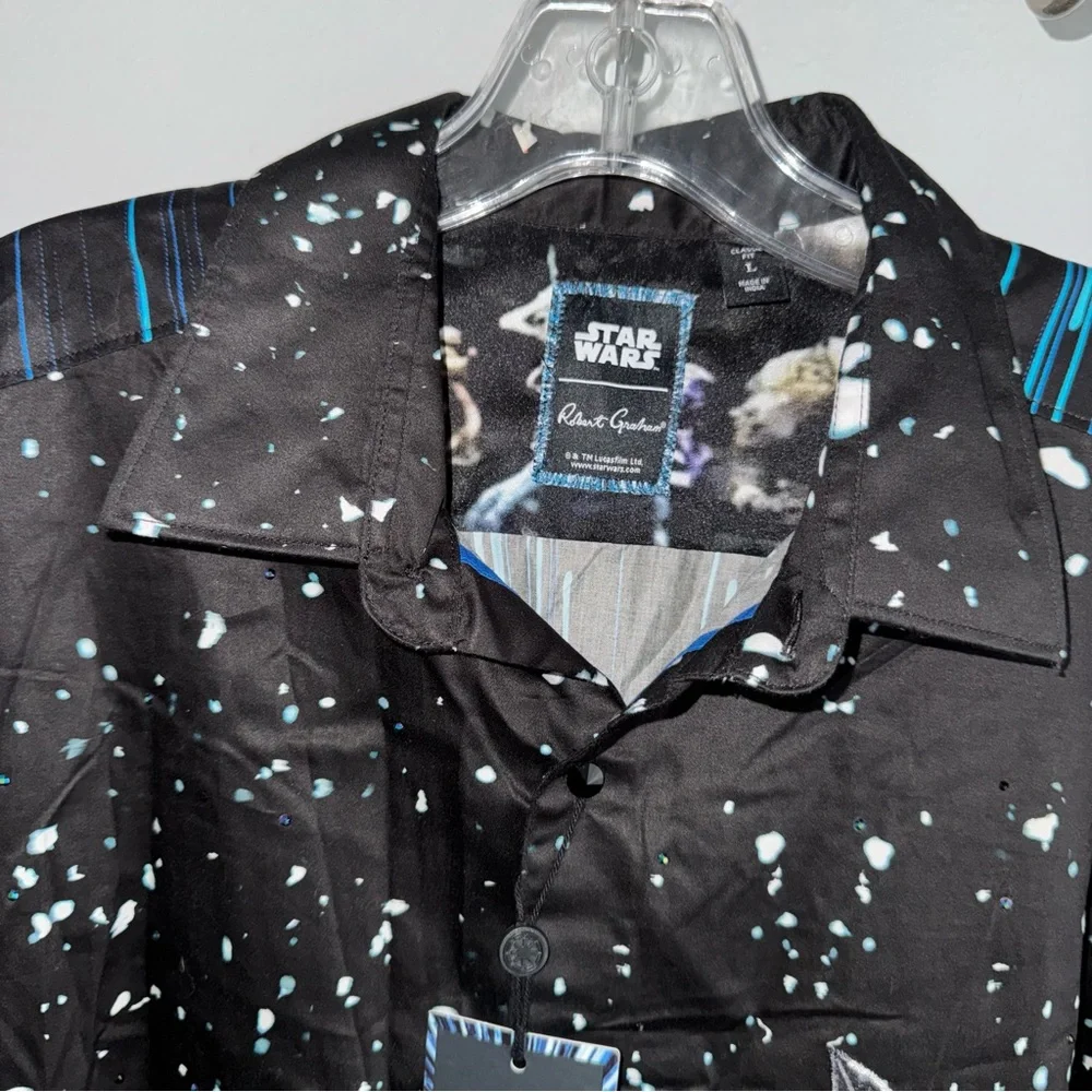 Star Wars “The Falcon”  HTF Robert Graham Black Button-Up Shirt Men’s L - Picture 2 of 11